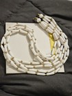 Vintage 31" White Four Strand Necklace Tubular Beads With Small Round Gold Used — photo 4