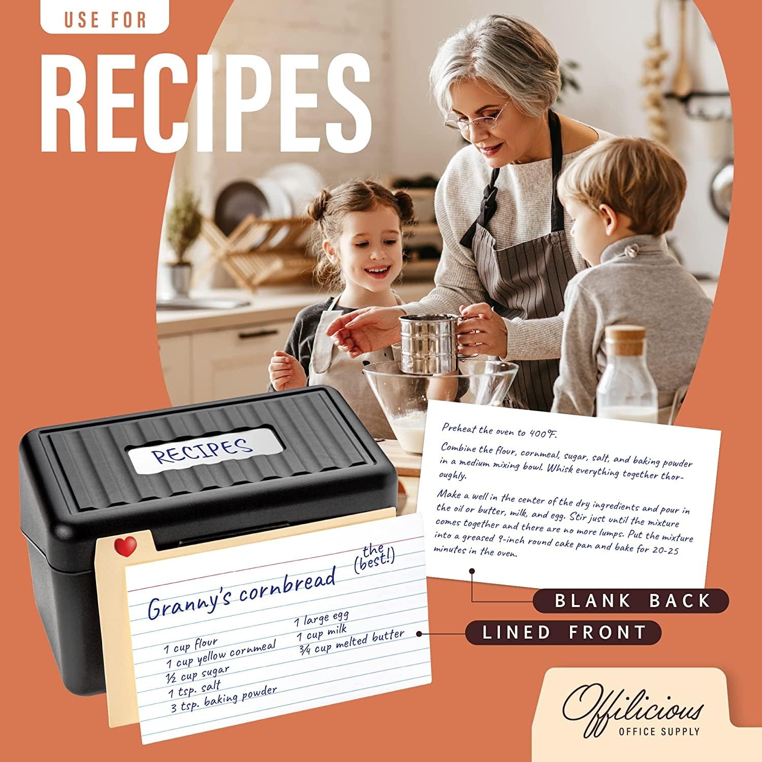 Business Card Organizer 3x5 - Premium Index Holder Box for Flashcards Notecards