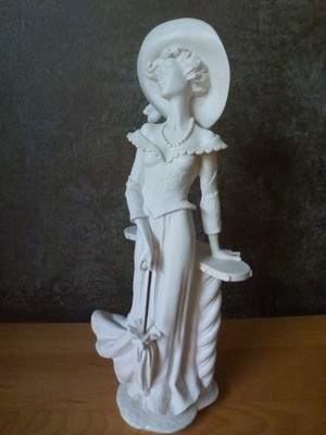 Skulptur Figur A. Belcari DEAR 1997 Lady Dame mit Schirm weiß 30 cm