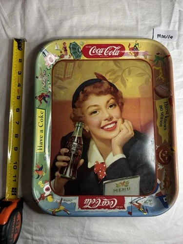 Coca-Cola Multicolor Vintage Metal Advertising Tray Soda Theme Collectible