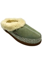 Acorn Embroidered Suede Hoodback Slippers Desert Sage Med