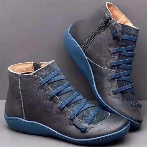 Women Ankle Boots Flat Leather Arch Support Sneakers Casual Work Bootie Shoes Sz - Bild 25 von 72