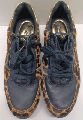 Michael Kors Trainer Sneakers Lace Up Leopard Print Patent Leather Note  Pics 4&5