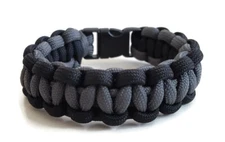 Paracord Bracelet 550 Two-Tone Charcoal/Black Survival Tactical 3/8" Buckle