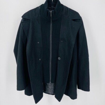 Kenneth Cole Reaction Mens Heavy Winter Coat Size L Black Zip