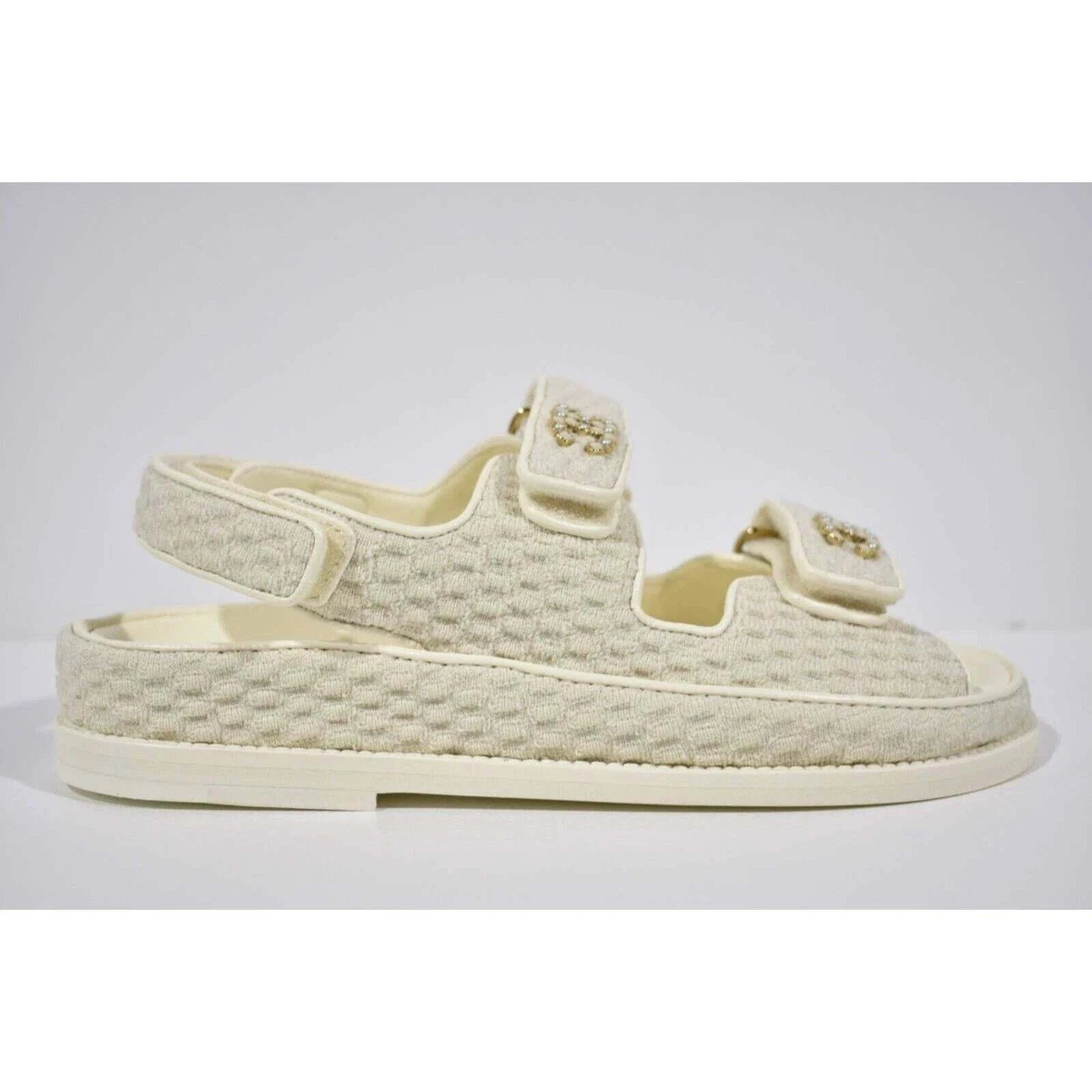 chanel ivory knitwear sandals