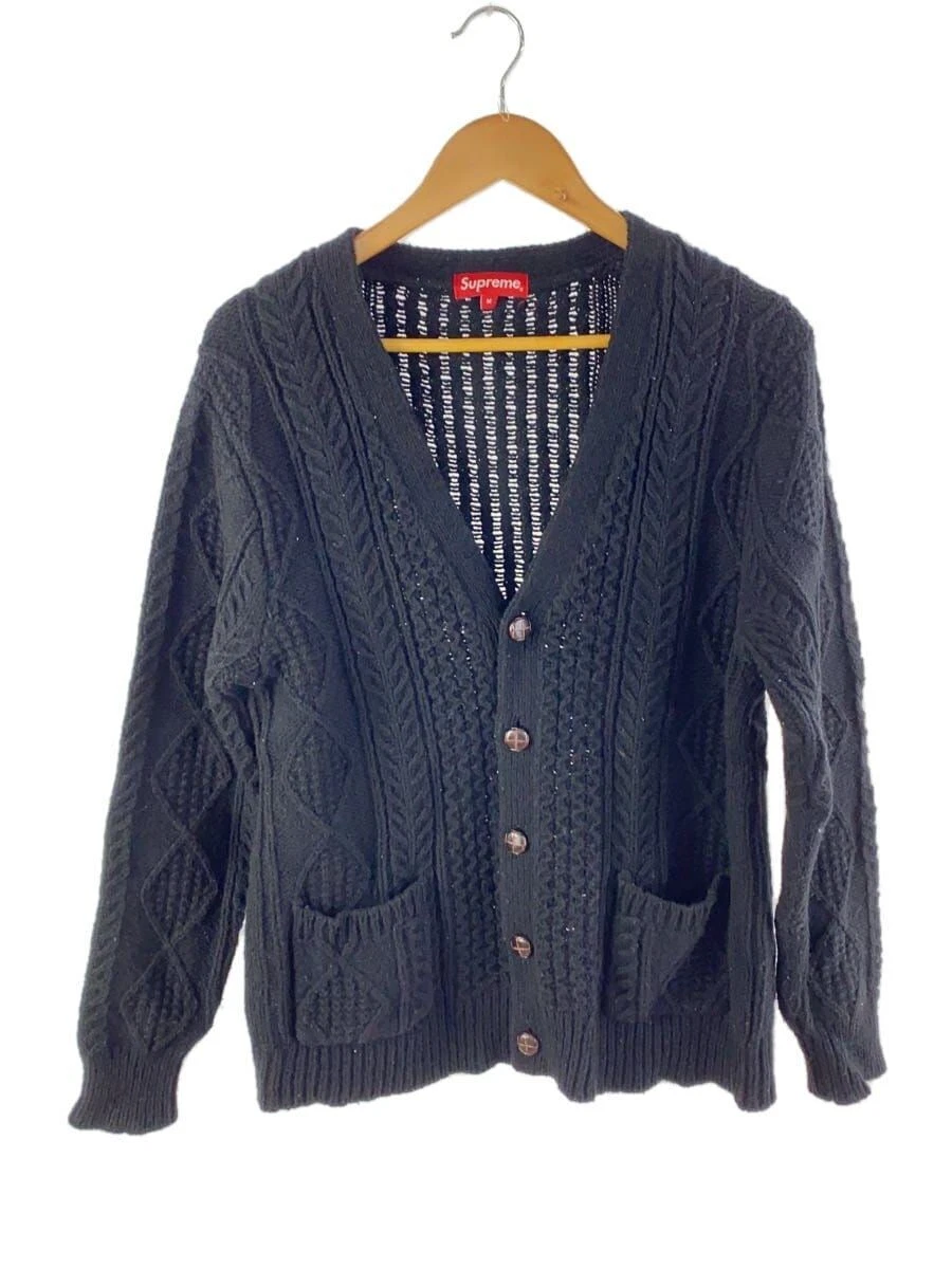 Cardigan Supreme 16AW tricot câble (épais M laine noir occasion