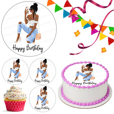 Happy Birthday Frau Tortenaufleger Party Deko essbar Feier Cupcake