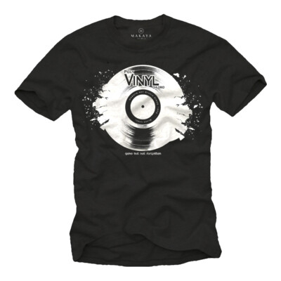 Vintage Electro House Musik Herren T-Shirt mit Vinyl - Männer Turntable DJ Shirt