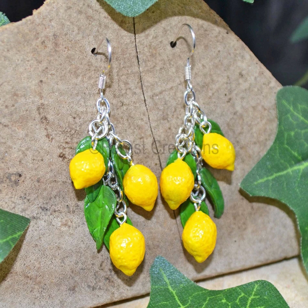 Lemon Earrings Handmade Polymer Clay Jewellery Summer Fruit