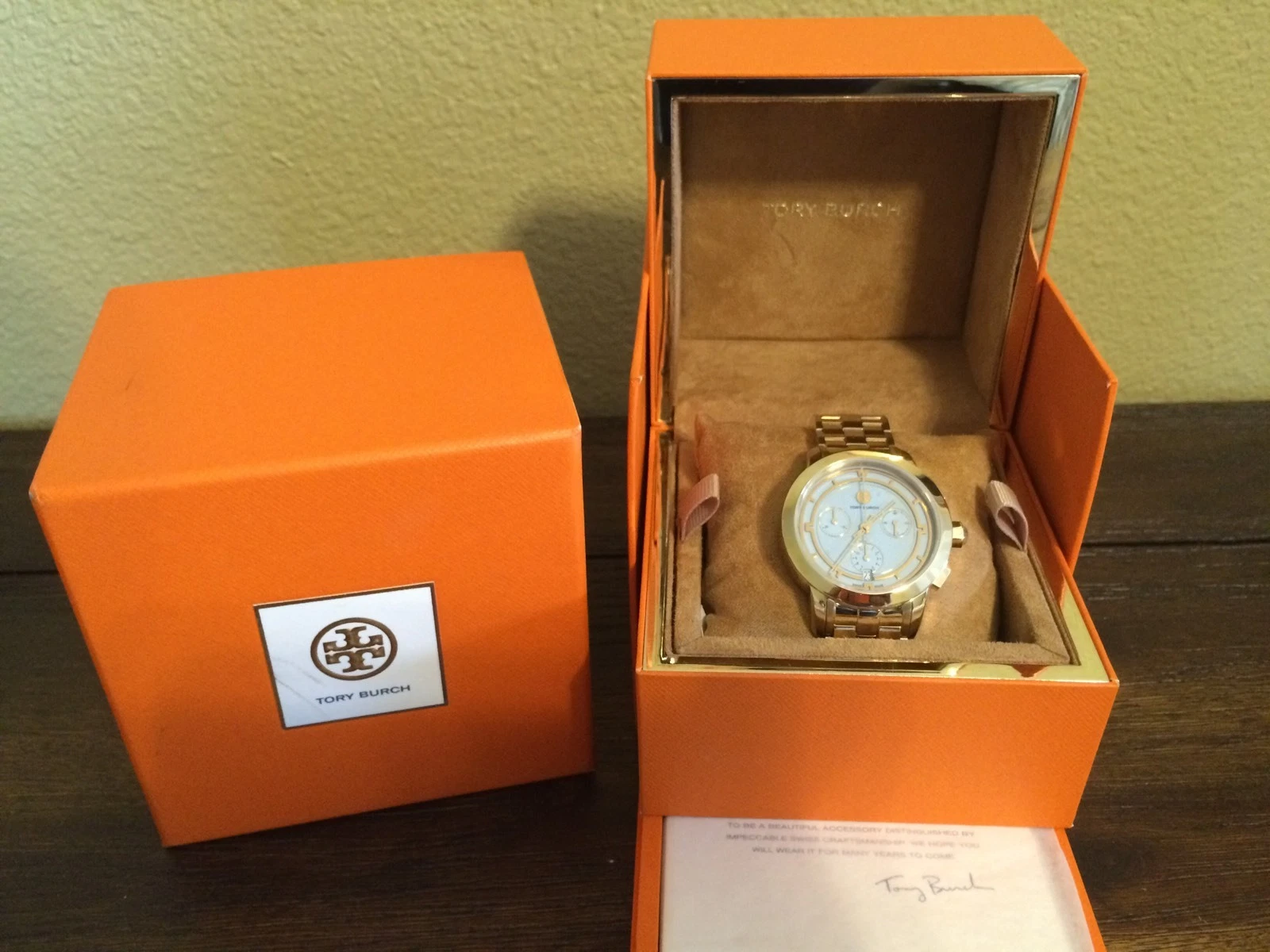 Orologio Tory Burch Donna Autentico Tono Oro Cronografo 37 mm Made in Svizzera TRB1021