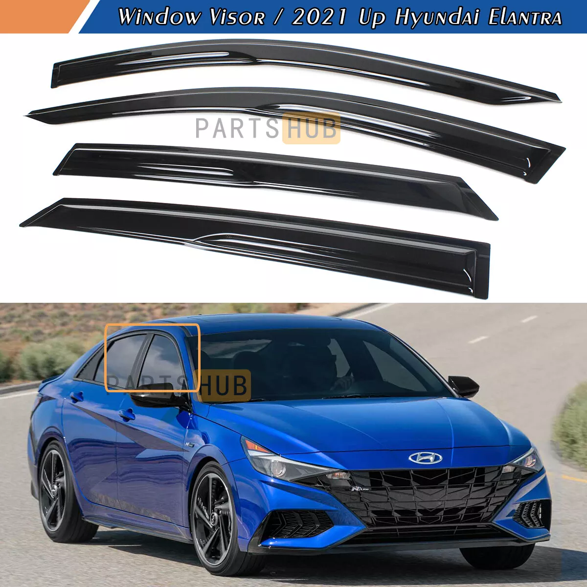 For 2021 2024 Hyundai Elantra 3D Wavy Mugen Style Window Visors
