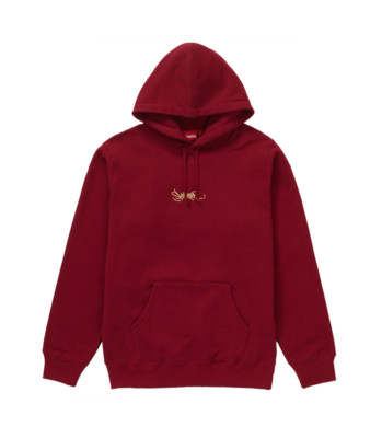 Brand New! Supreme S/S 19 Tag Logo Hooded Sweatshirt (Cardinal) Large