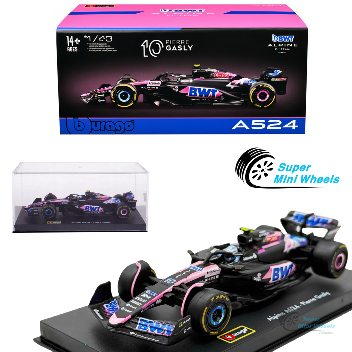 1/43 Scale BWT-Alpine F1 A523 #10 Pink Gasly Die Cast Model Car - Collector Edition