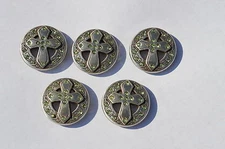 Lot 5 Enmon Green Rhinestone Cross Concho Leather Western Round Silver Belt