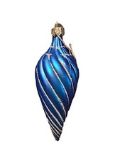  6 Blue  Silver Ornaments 6 Inches Long
