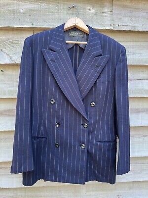 Vintage 1940s Double Breasted Navy Pinstripe Suit by Worsted Vintage 1940s Double Breasted Navy Pinstripe Suit by Worsted