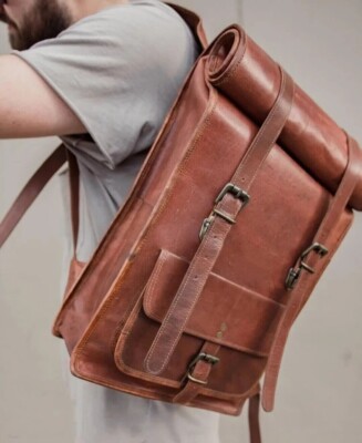 Men's Leather Vintage Backpack Shoulder Bag Messenger Bag Rucksack Sling Bag