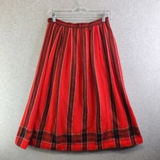 Kinloch And Anderson Skirt Womens 12 Red Striped Pleated Wool Scotland Pocket