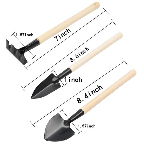 Mini Garden Tool Set 3 Pcs Hand Planting Tools Small Shovel/Rake/Spade Succul... - Picture 2 of 9