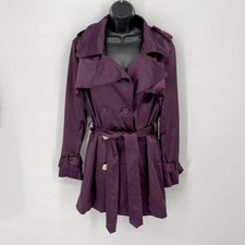 Vertigo Paris New Double Breasted Lined Trench Coat Belted Size Xxl Purple Plum