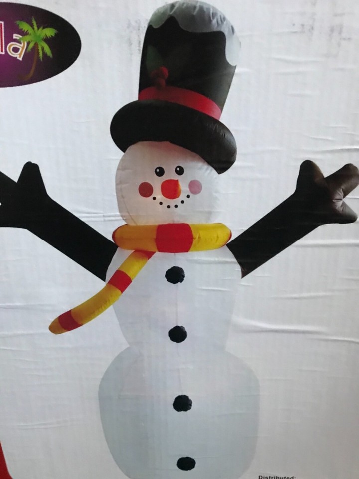 8ft Christmas Inflatable Snowman with Tree-Shaped Hands w/ LED Lights ...