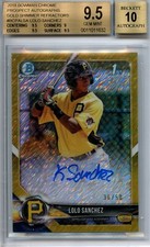 2018 Bowman Chrome Pros. Auto Gold Shimmer Ref BCPA-LSA Lolo Sanchez, BGS 9.5/10