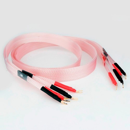 Pair OCC Flat Silver Plated Speaker Cable W/ Banana / Spade Plug for Amplifier - 第 9/26 張圖片