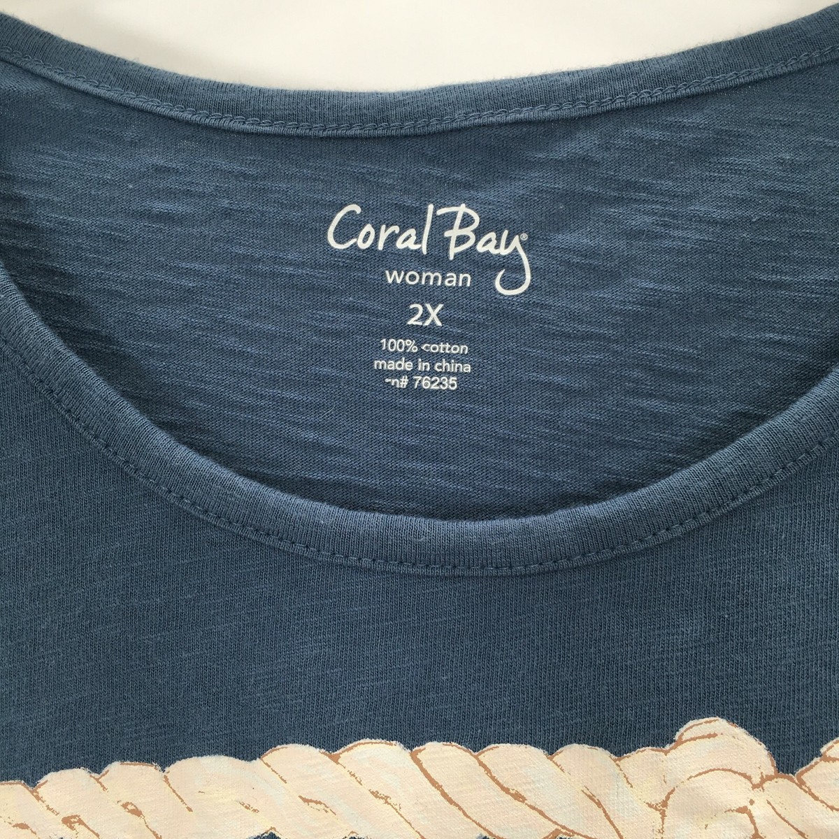 Coral Bay Top Women's XXL Blue Short Sleeves | eBay
