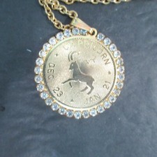 Capricorn Horoscope Rhinestone Pendant Necklace December 23 - January 21
