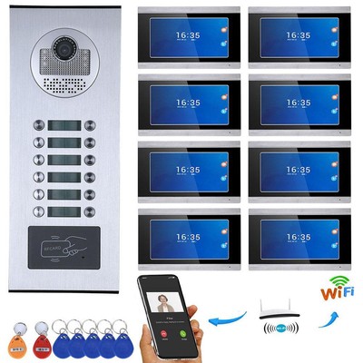 Apartment 8 7'' Wifi Touch Screen Video Door Phone Intercom System Wired Doorbell