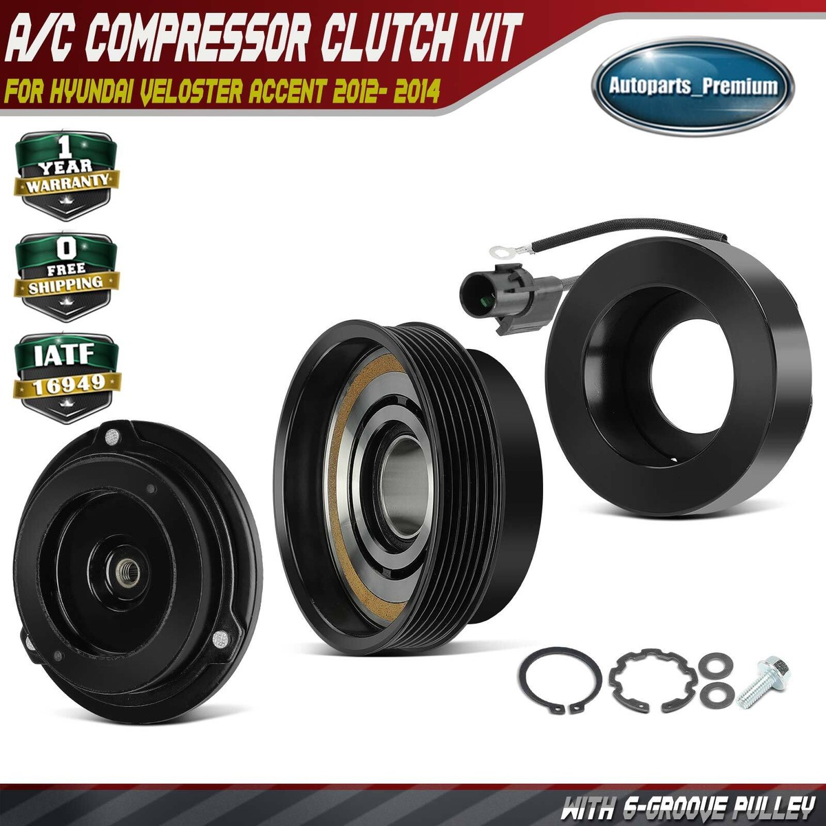 AC Compressor Clutch Kit for Hyundai Veloster Accent 2012 2013
