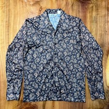 Vintage 70's Delfina Men's Shirt M Disco Dance Party L/S Polyester Paisley W3-24