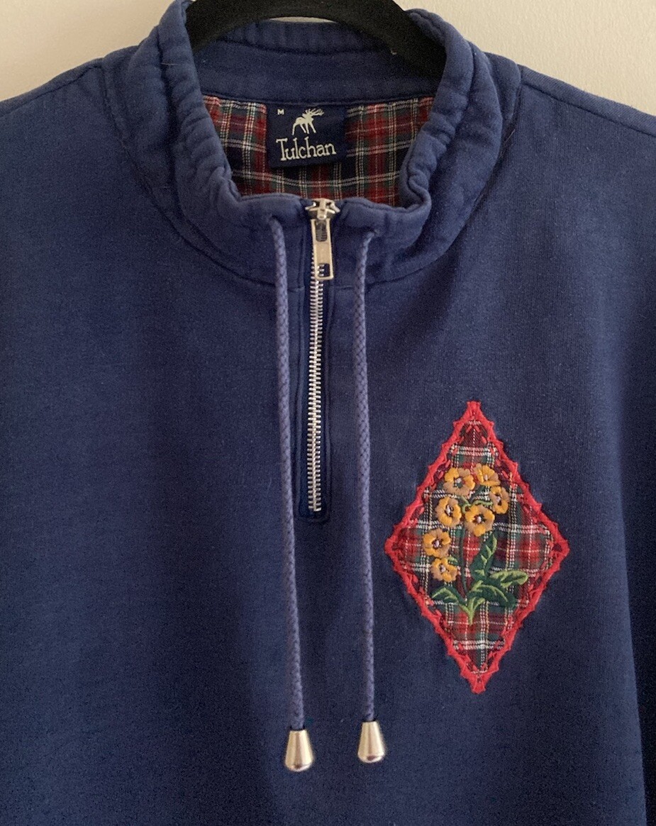 Ladies Tulchan 1/4 Zip Jumper Pullover. Size M. Patchwork. Scotty Dog. LOVELY image 4