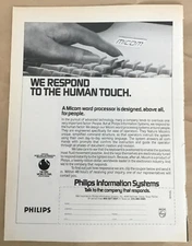 Phillips Micom ad 1981 original vintage print 1980s retro word processor office