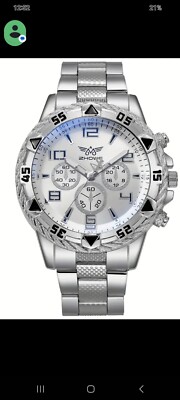 Men's big watch. 45mm ROPE BEZEL. Stainless 20mm Band. NEW.  FACE. QUARTZ. USA 