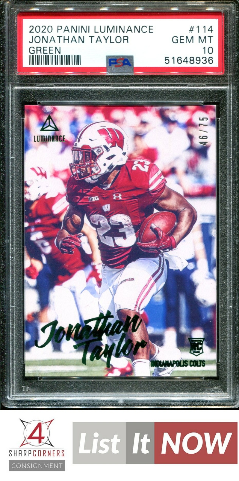 Jonathan Taylor Panini Luminance #114 Green