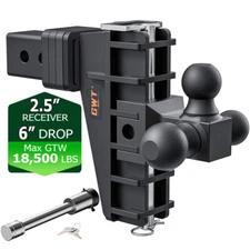 Adjustable Trailer Hitch 2.5" Receiver 6" Drop Hitch Tri-Ball Heavy Duty Tow