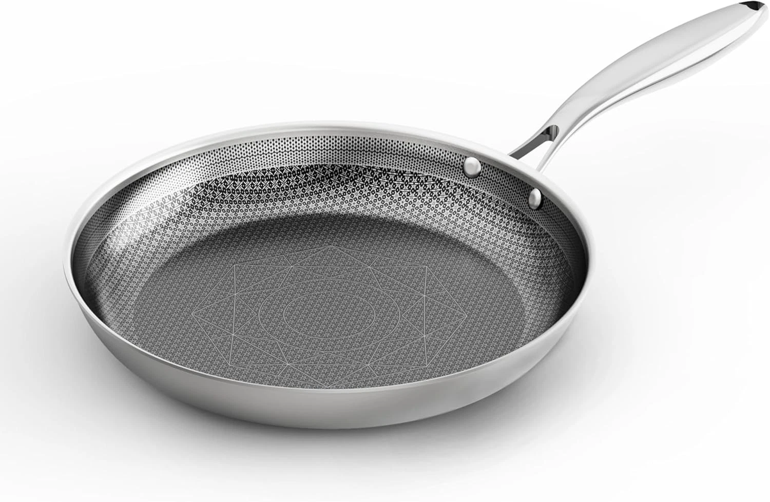 COOKING KING 8-Inch Stainless Steel Pan Hybrid Nonstick Frying Pan Skillet 3-Ply