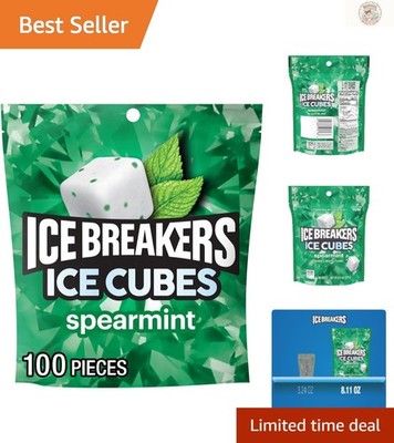 Individually Wrapped Ice Cubes Spearmint Sugar-Free Gum - 100 Pieces for Travel