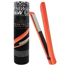 Evalectric Pro Titanium Flat Iron - Styling Iron with 1.25 Inch Plates - Peach