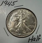 1945 Walking Liberty Silver Half Dollar AU/UNC