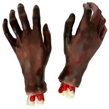 , Fake Human Bloody Severed Hand - Body Parts Halloween Props Fake Hands Sc...