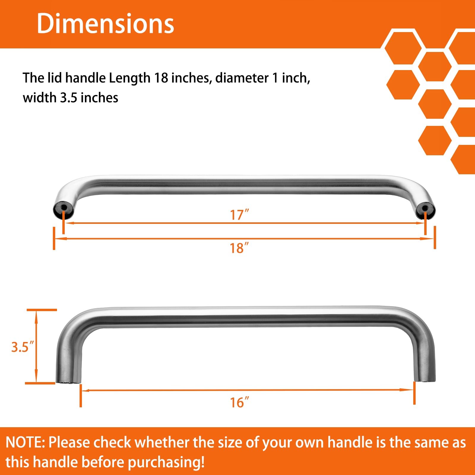 Grill Handle Replacement for Traeger Pellet Grills Stainless Steel Lid