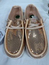 Hey Dude Wendy Disco Sequin Rhinestone Blush Slip On womens size 8