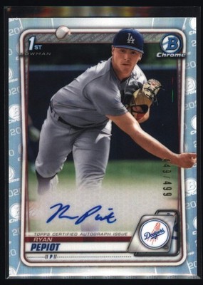 2020 Bowman Chrome #CPA-RPE Ryan Pepiot Prospect Auto Refractor #/499
