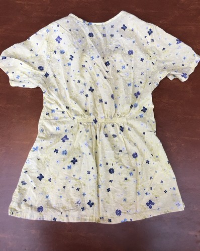 Cherokee Women’s XS Scrub Top Square Neck Textured Cotton 2731 Yellow Flowers - Picture 3 of 10