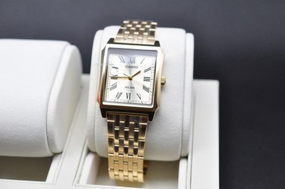 Casio MTP-B190G-9BV Mens TANK Quartz Watch Golden Dial Stainless