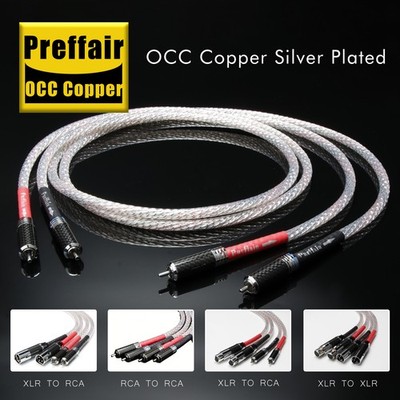 Pair HiFi  OCC Copper Silver Plated RCA/XLR Audio Cable PTFE Insulation