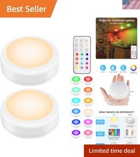LED Puck Lights with Remote Control, Wireless Under Cabinet Closet Lighting...